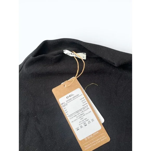 OGL Ruched Mock Neck Top Black NWT Side Ruched SPU 230926-1295W24 - Picture 7 of 7